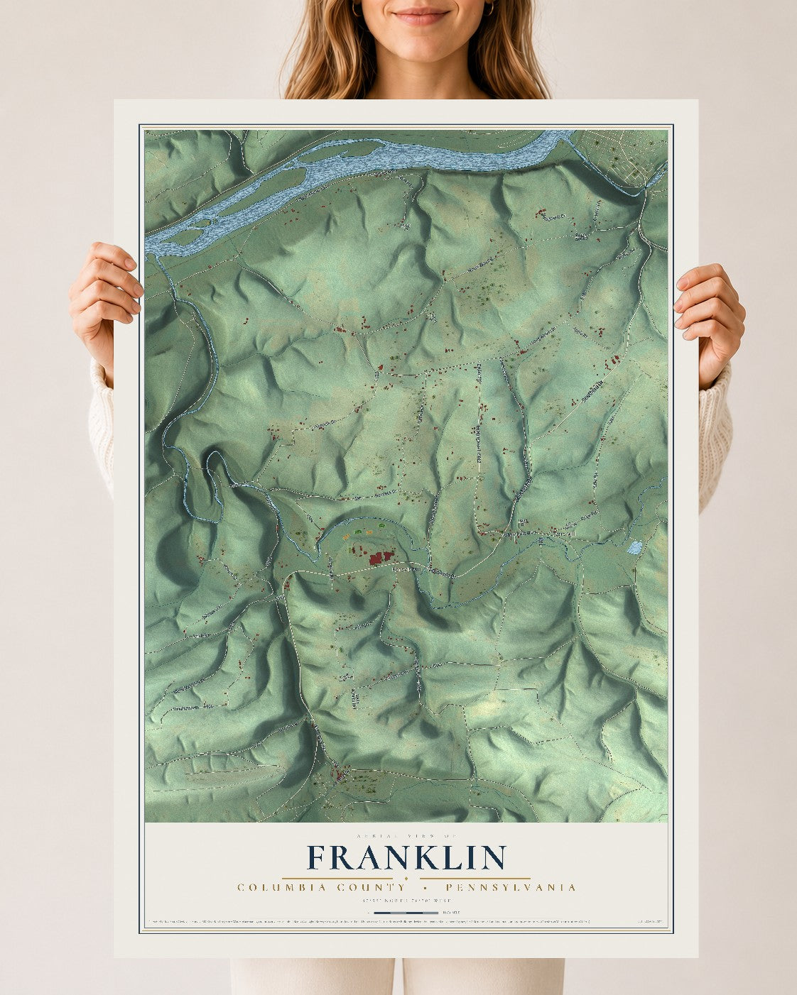 Map of Franklin, Columbia County, Pennsylvania, 24 x 36 inch unframed archival matte print