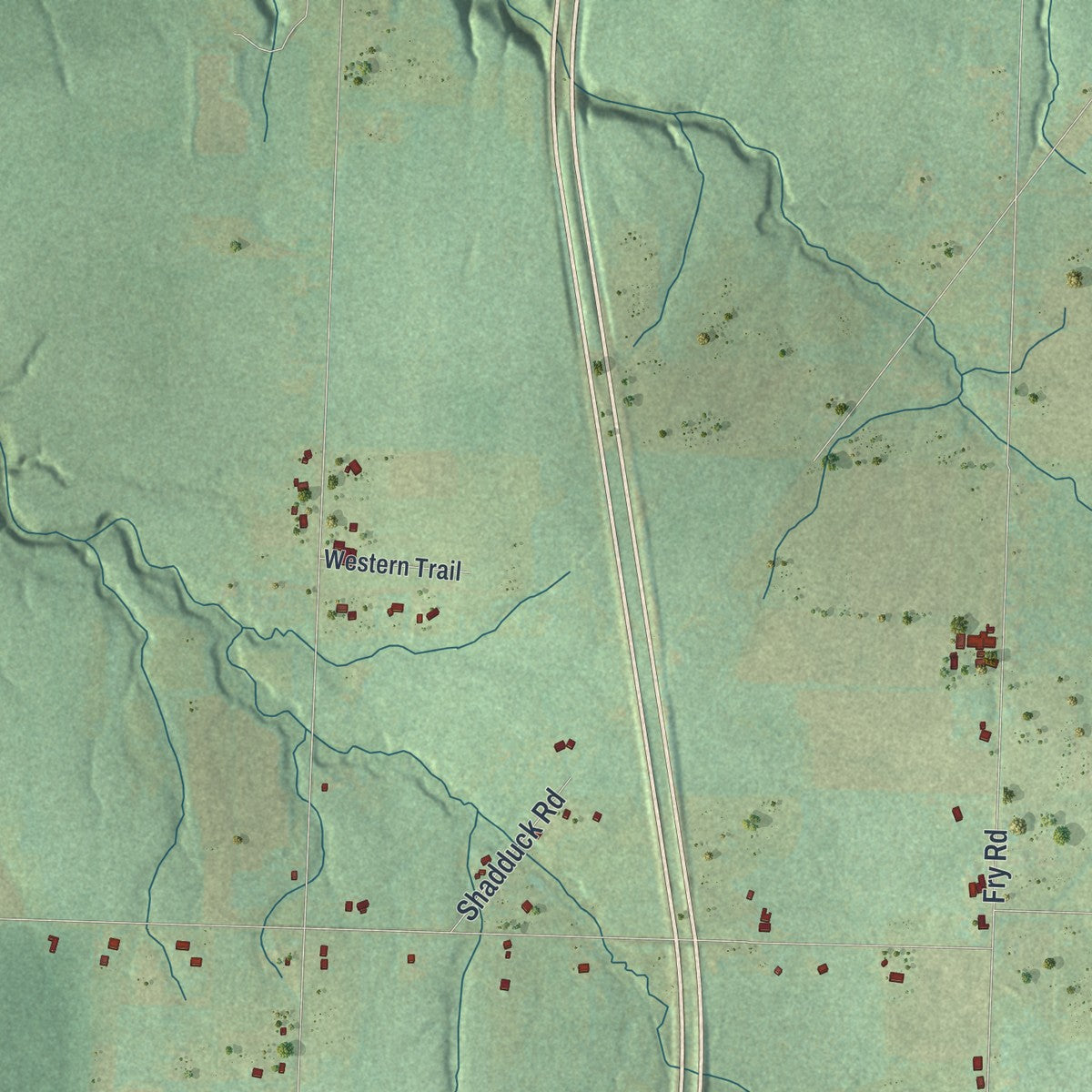 Second close-up of the map of Franklin, Erie County, Pennsylvania print showing more streets and buildings