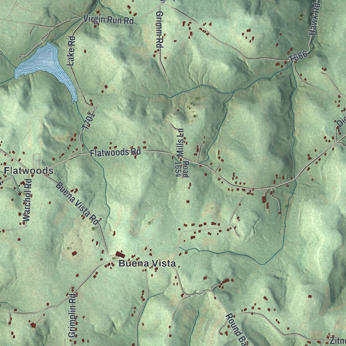 Close-up of the map of Franklin, Fayette County, Pennsylvania print showing street and building detail