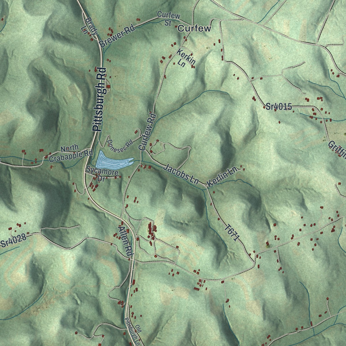 Second close-up of the map of Franklin, Fayette County, Pennsylvania print showing more streets and buildings
