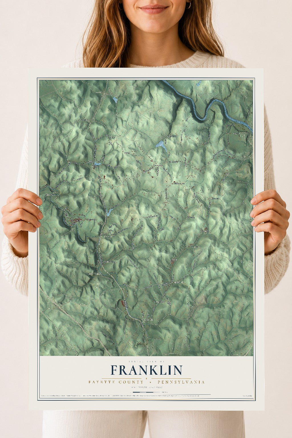 Map of Franklin, Fayette County, Pennsylvania, 18 x 24 inch unframed archival matte print