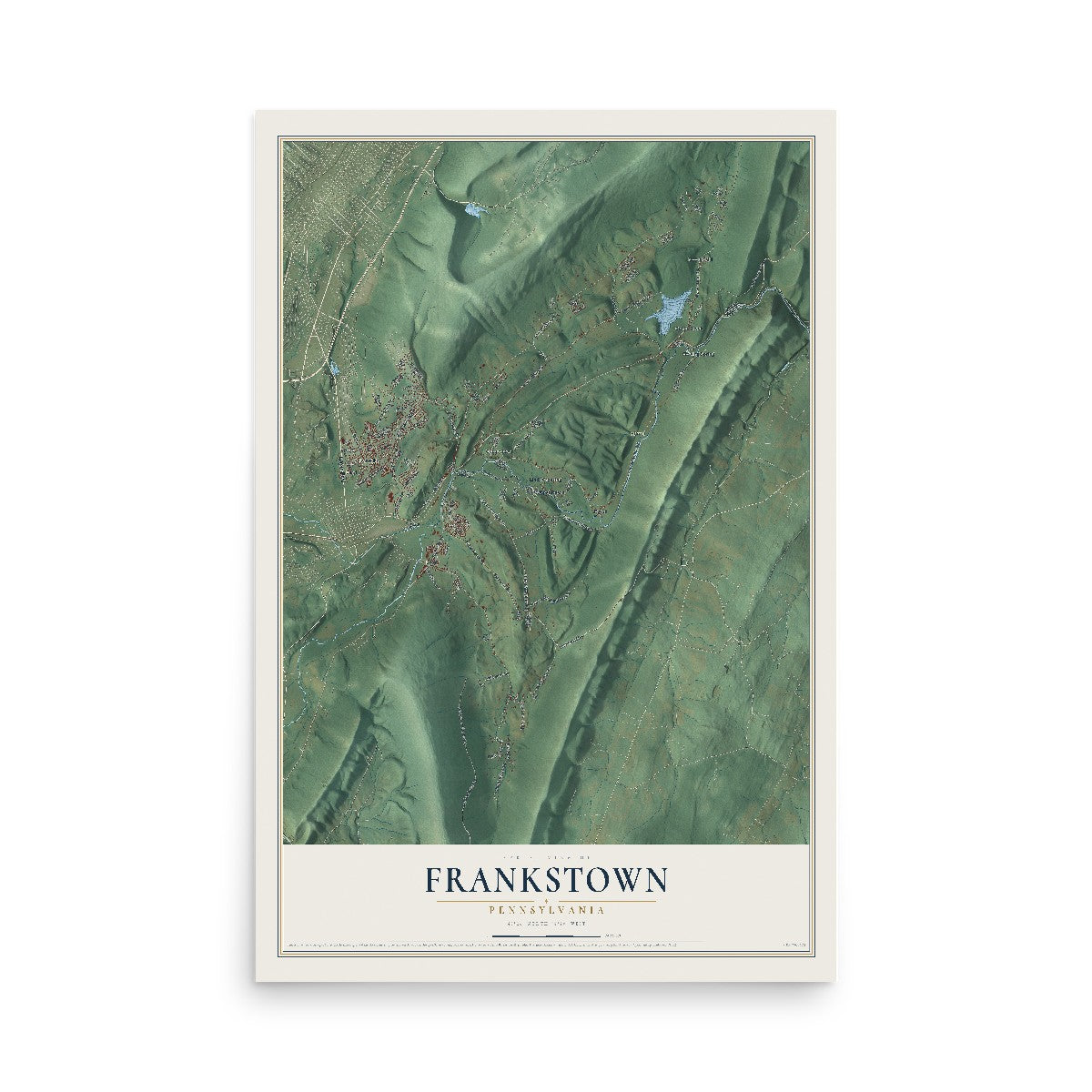 Map of Frankstown, Pennsylvania, 12 x 18 inch unframed archival matte print