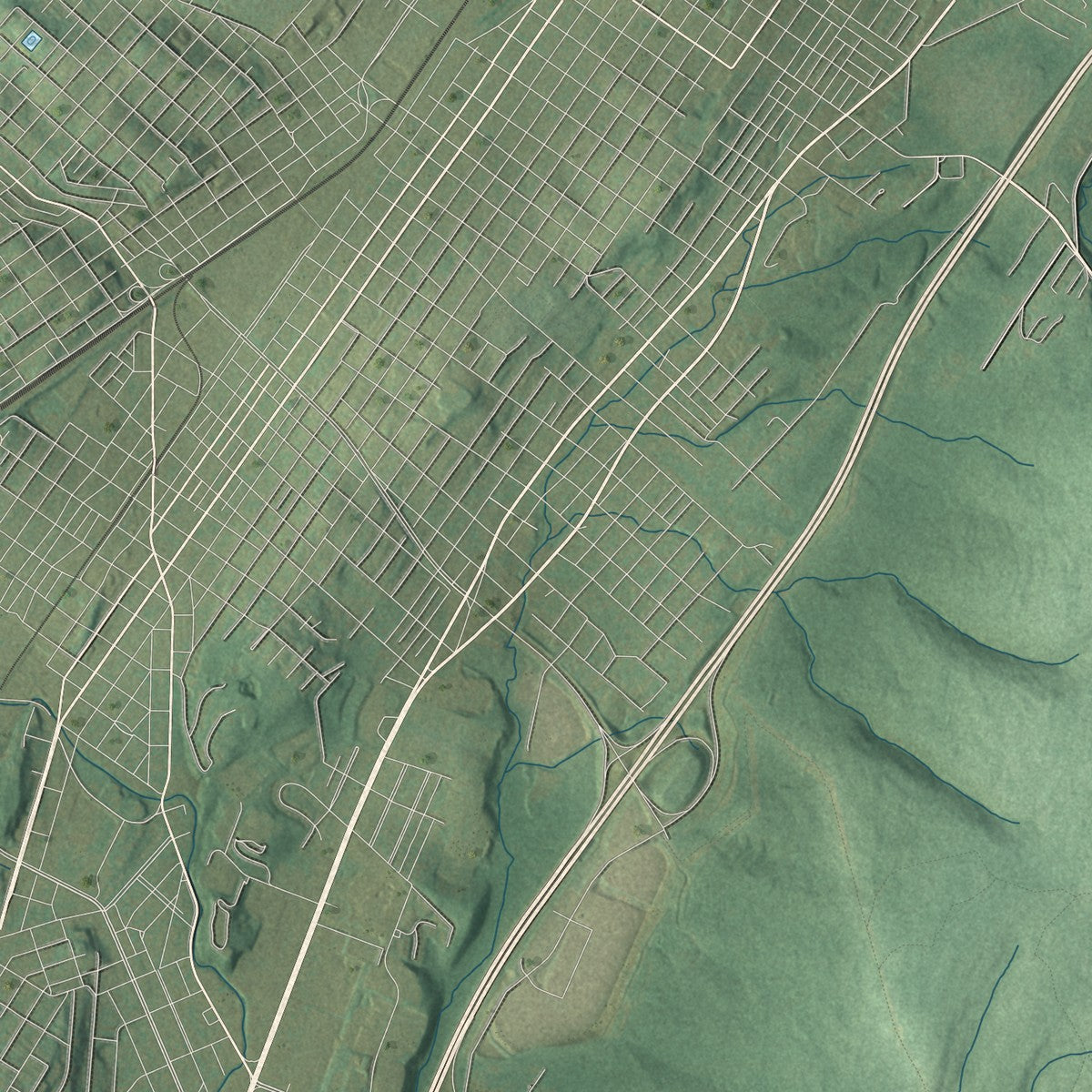Second close-up of the map of Frankstown, Pennsylvania print showing more streets and buildings