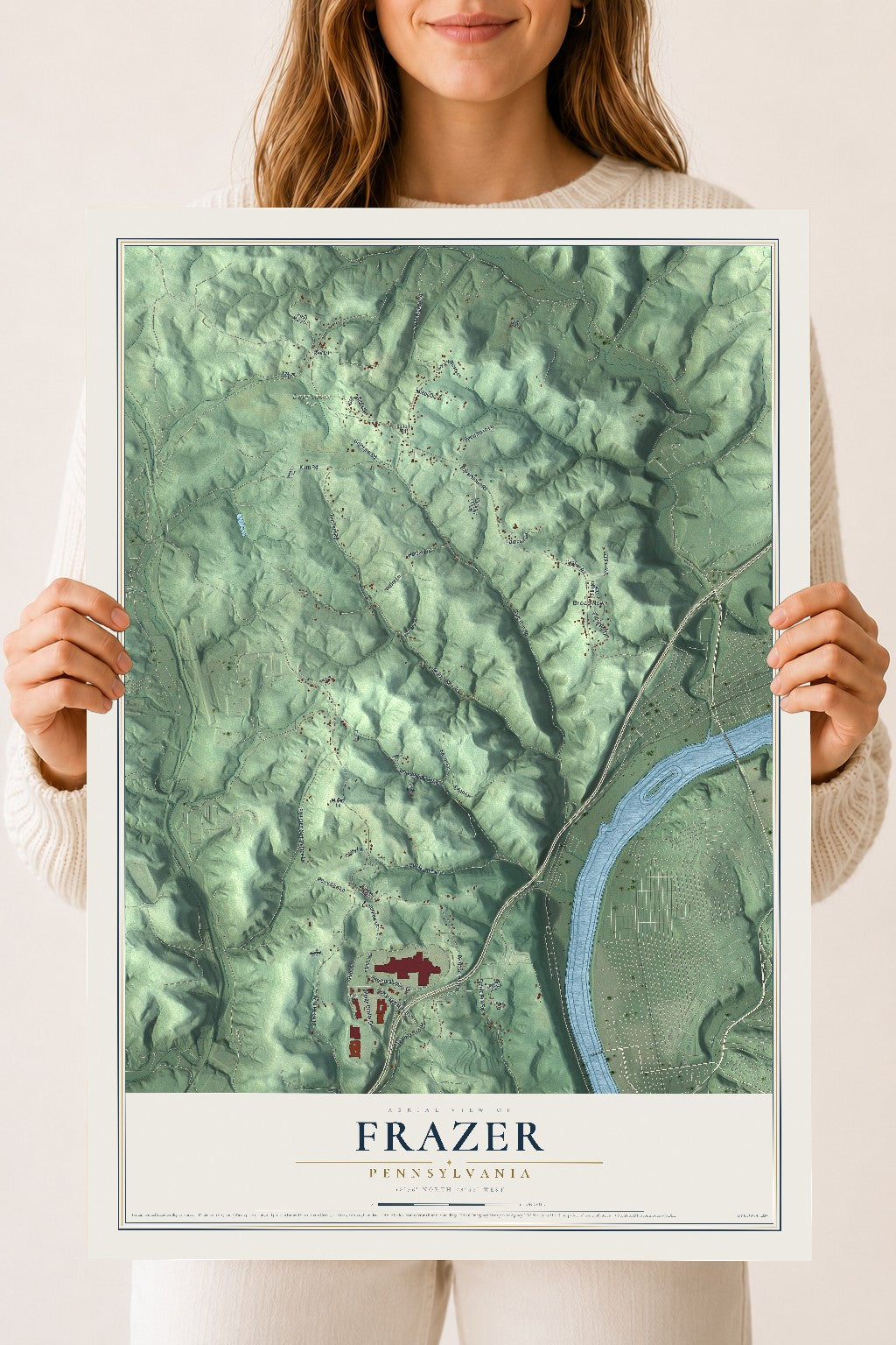 Map of Frazer, Pennsylvania, 18 x 24 inch unframed archival matte print