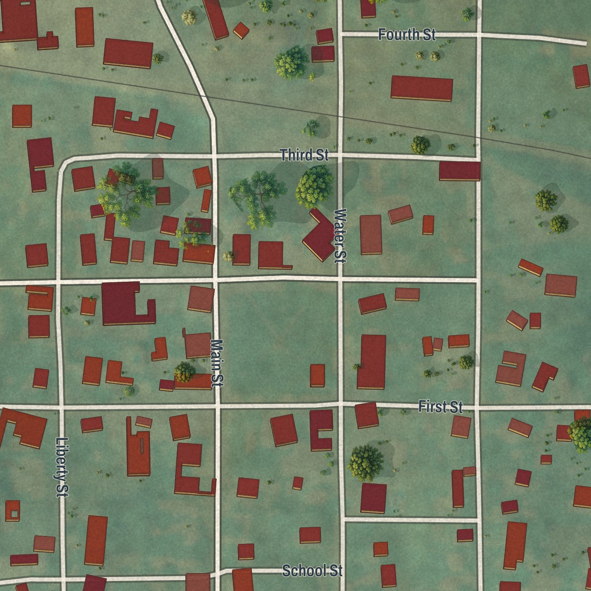 Close-up of the map of Fredonia, Pennsylvania print showing street and building detail