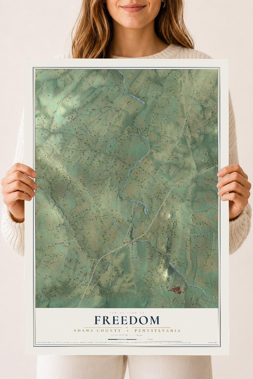 Map of Freedom, Adams County, Pennsylvania, 18 x 24 inch unframed archival matte print