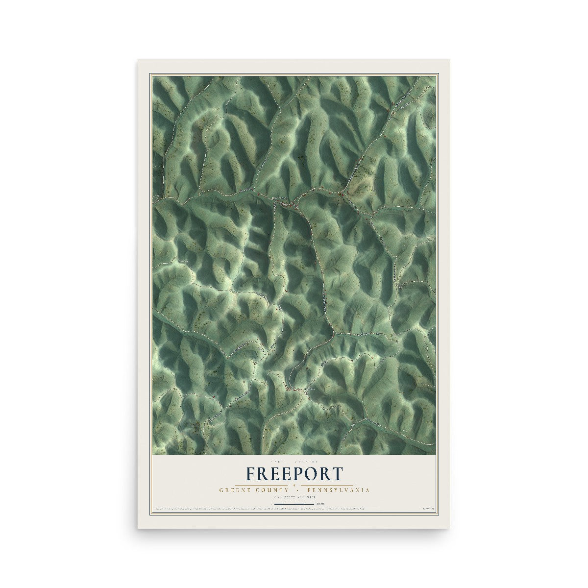 Map of Freeport, Greene County, Pennsylvania, 12 x 18 inch unframed archival matte print