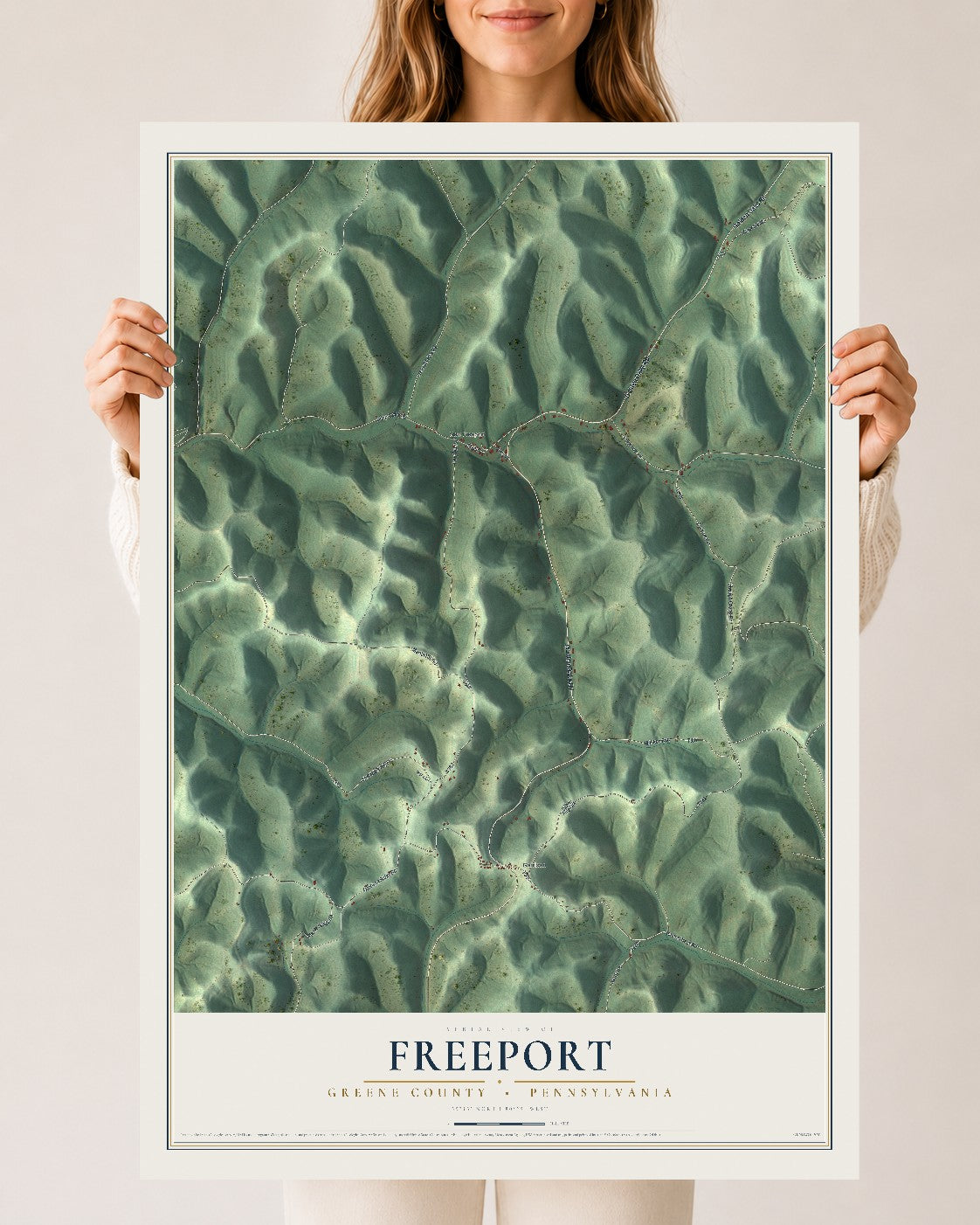 Map of Freeport, Greene County, Pennsylvania, 24 x 36 inch unframed archival matte print