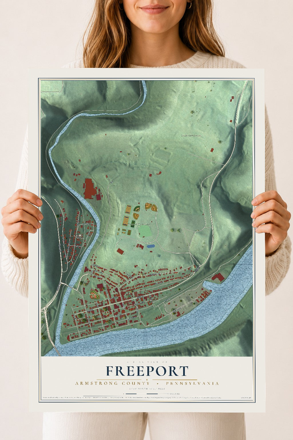 Map of Freeport, Armstrong County, Pennsylvania, 18 x 24 inch unframed archival matte print