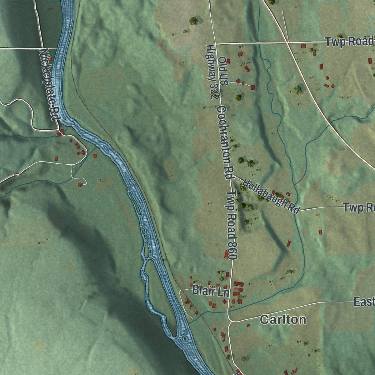Second close-up of the map of French Creek, Pennsylvania print showing more streets and buildings