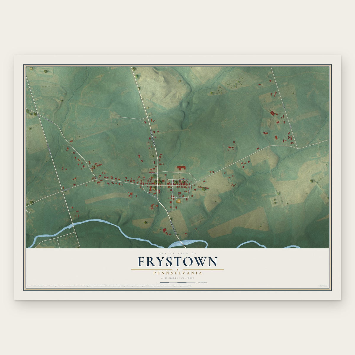 Frystown, Pennsylvania map print, the full design