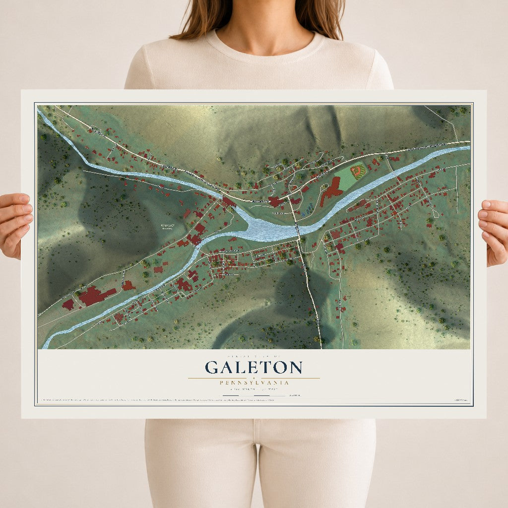 Map of Galeton, Pennsylvania, 18 x 24 inch unframed archival matte print