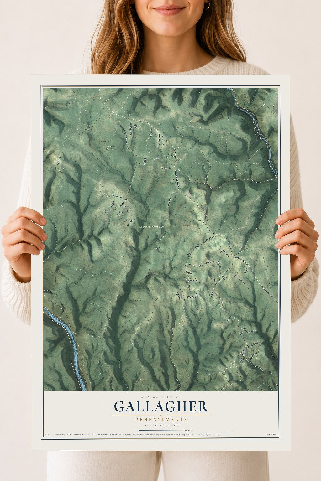 Map of Gallagher, Pennsylvania, 18 x 24 inch unframed archival matte print