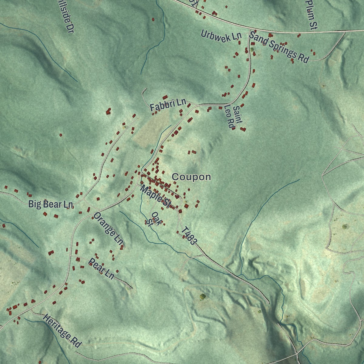 Close-up of the map of Gallitzin, Cambria County, Pennsylvania print showing street and building detail