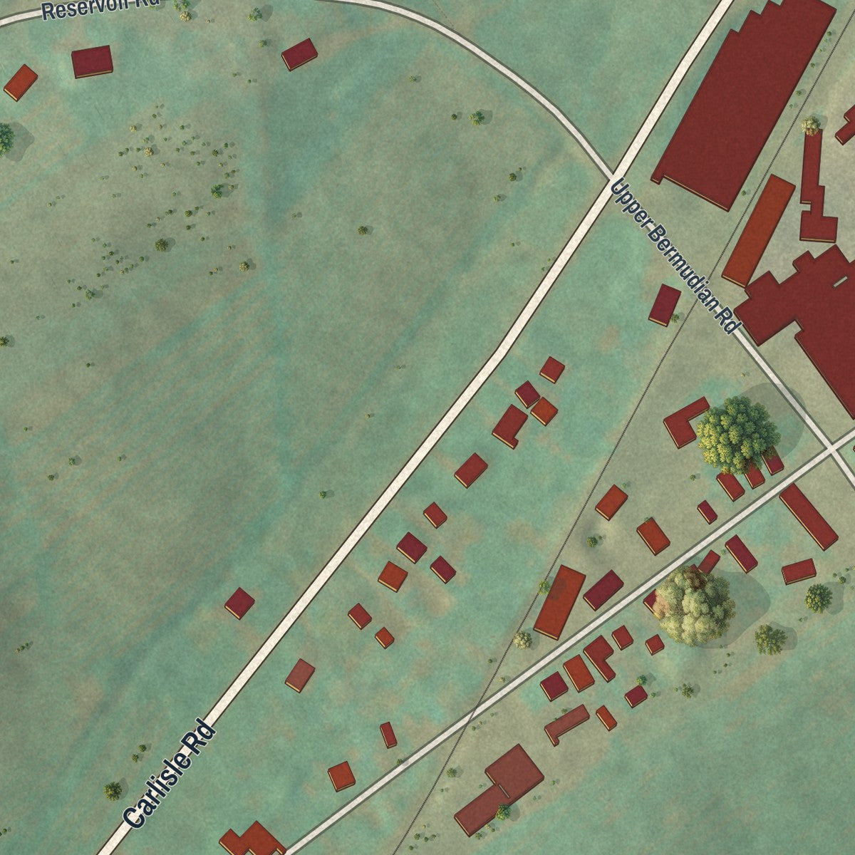 Close-up of the map of Gardners, Pennsylvania print showing street and building detail