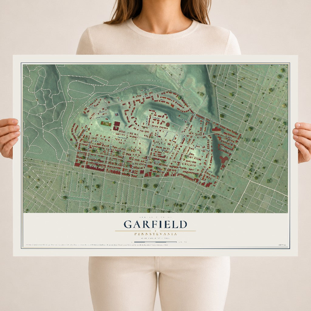 Map of Garfield, Pennsylvania, 18 x 24 inch unframed archival matte print