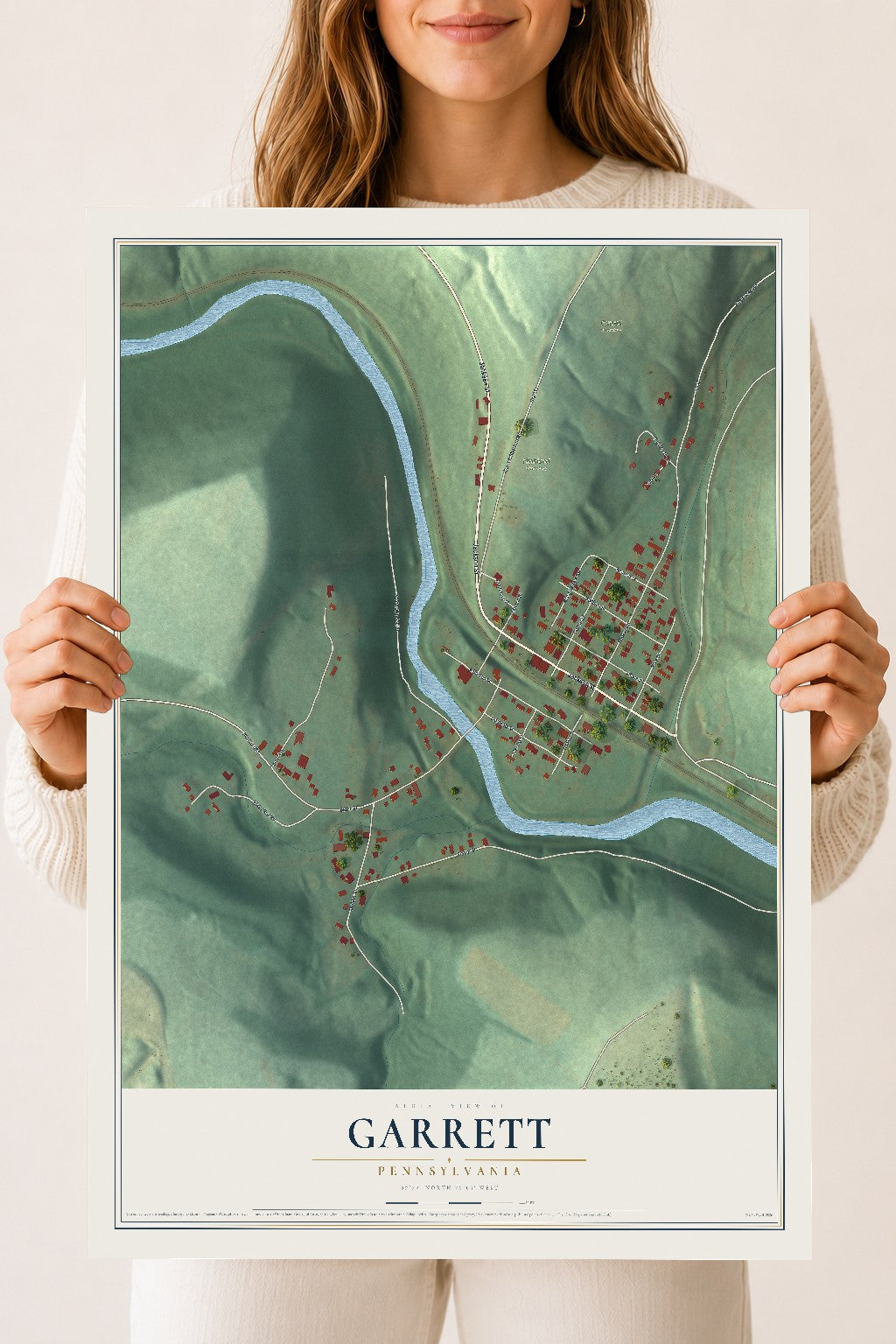Map of Garrett, Pennsylvania, 18 x 24 inch unframed archival matte print