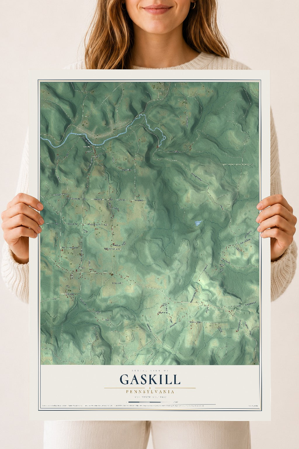 Map of Gaskill, Pennsylvania, 18 x 24 inch unframed archival matte print
