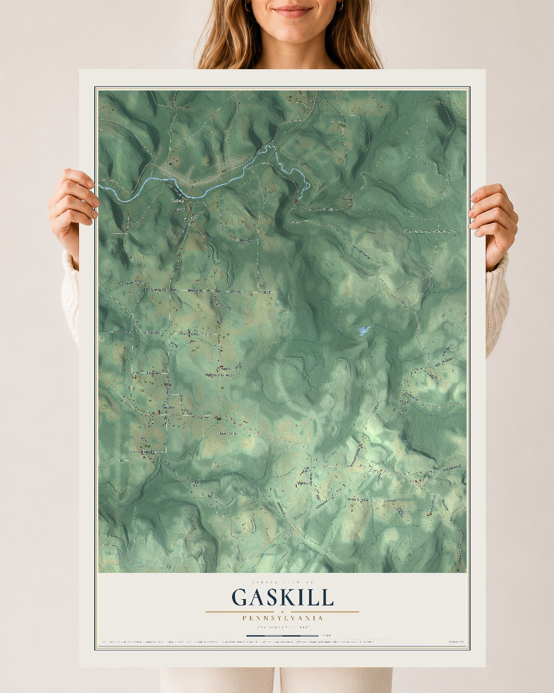 Map of Gaskill, Pennsylvania, 24 x 36 inch unframed archival matte print