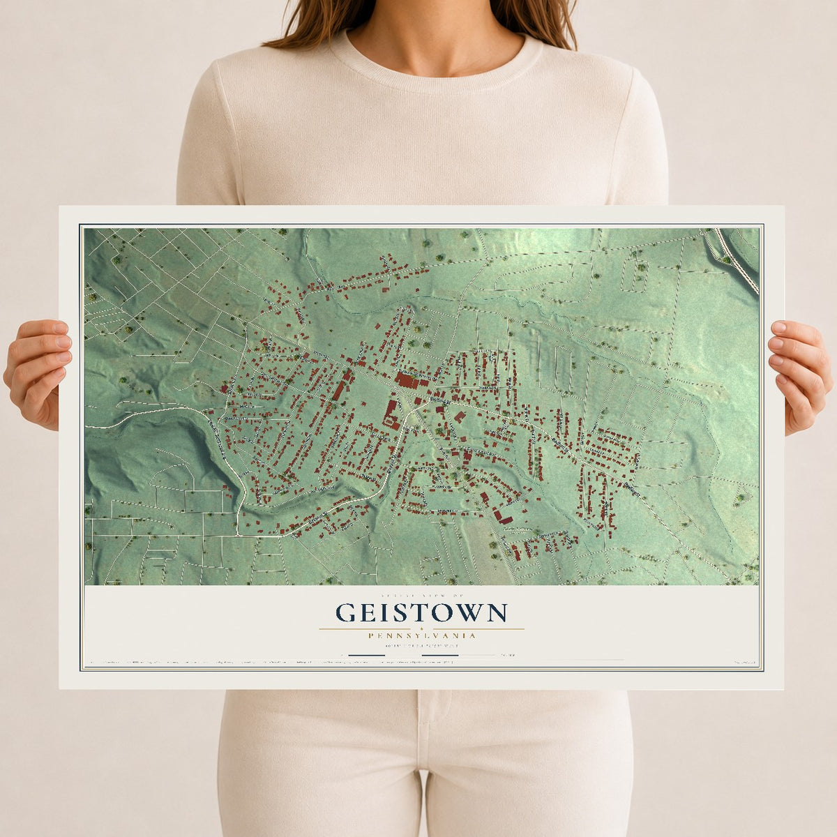 Map of Geistown, Pennsylvania, 12 x 18 inch unframed archival matte print