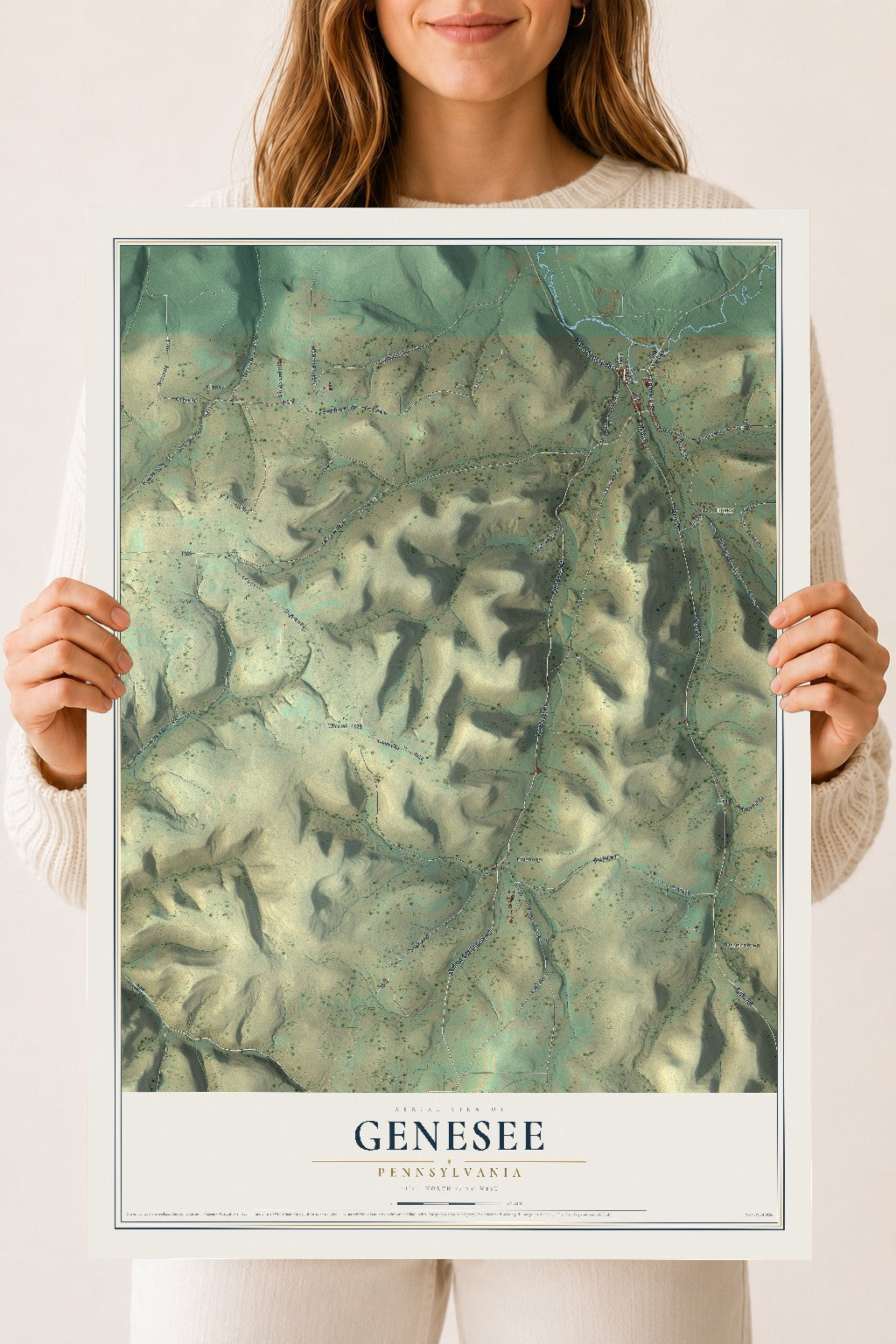Map of Genesee, Pennsylvania, 18 x 24 inch unframed archival matte print