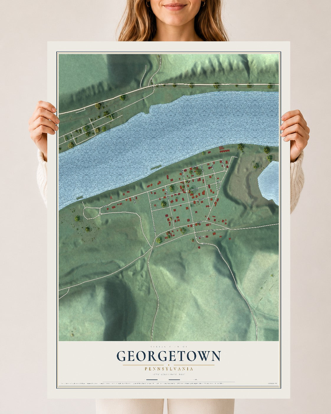 Map of Georgetown, Pennsylvania, 24 x 36 inch unframed archival matte print
