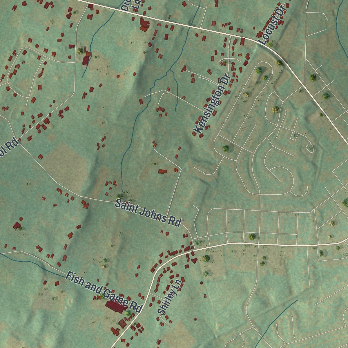 Second close-up of the map of Germany, Pennsylvania print showing more streets and buildings