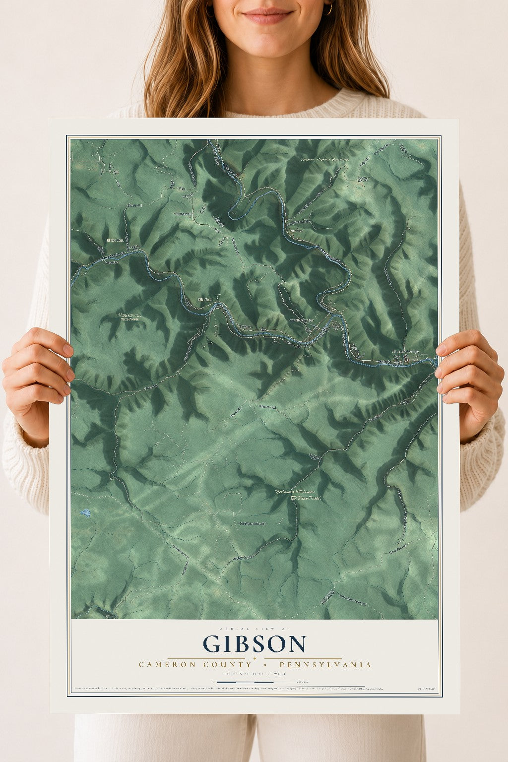 Map of Gibson, Cameron County, Pennsylvania, 18 x 24 inch unframed archival matte print