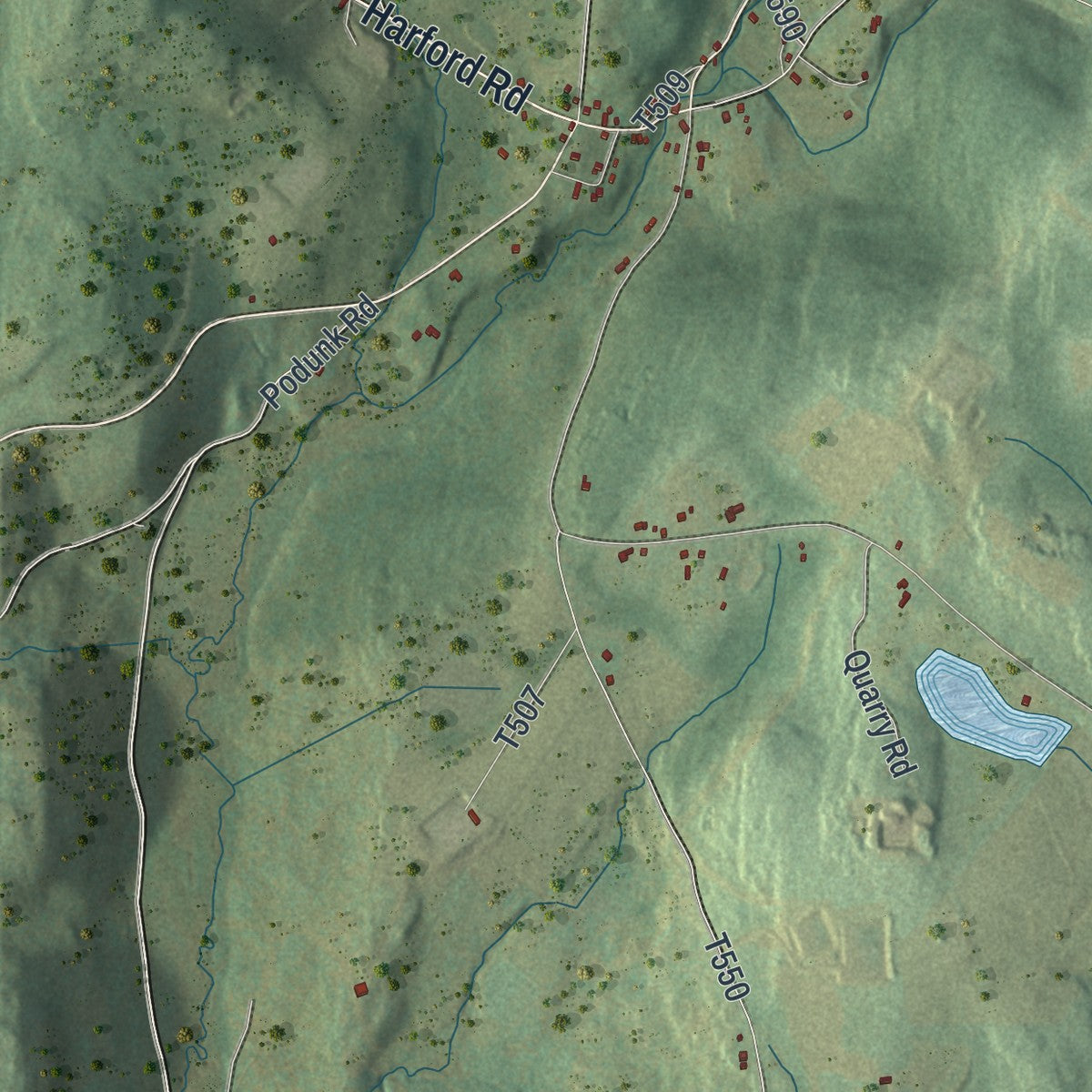 Second close-up of the map of Gibson, Susquehanna County, Pennsylvania print showing more streets and buildings