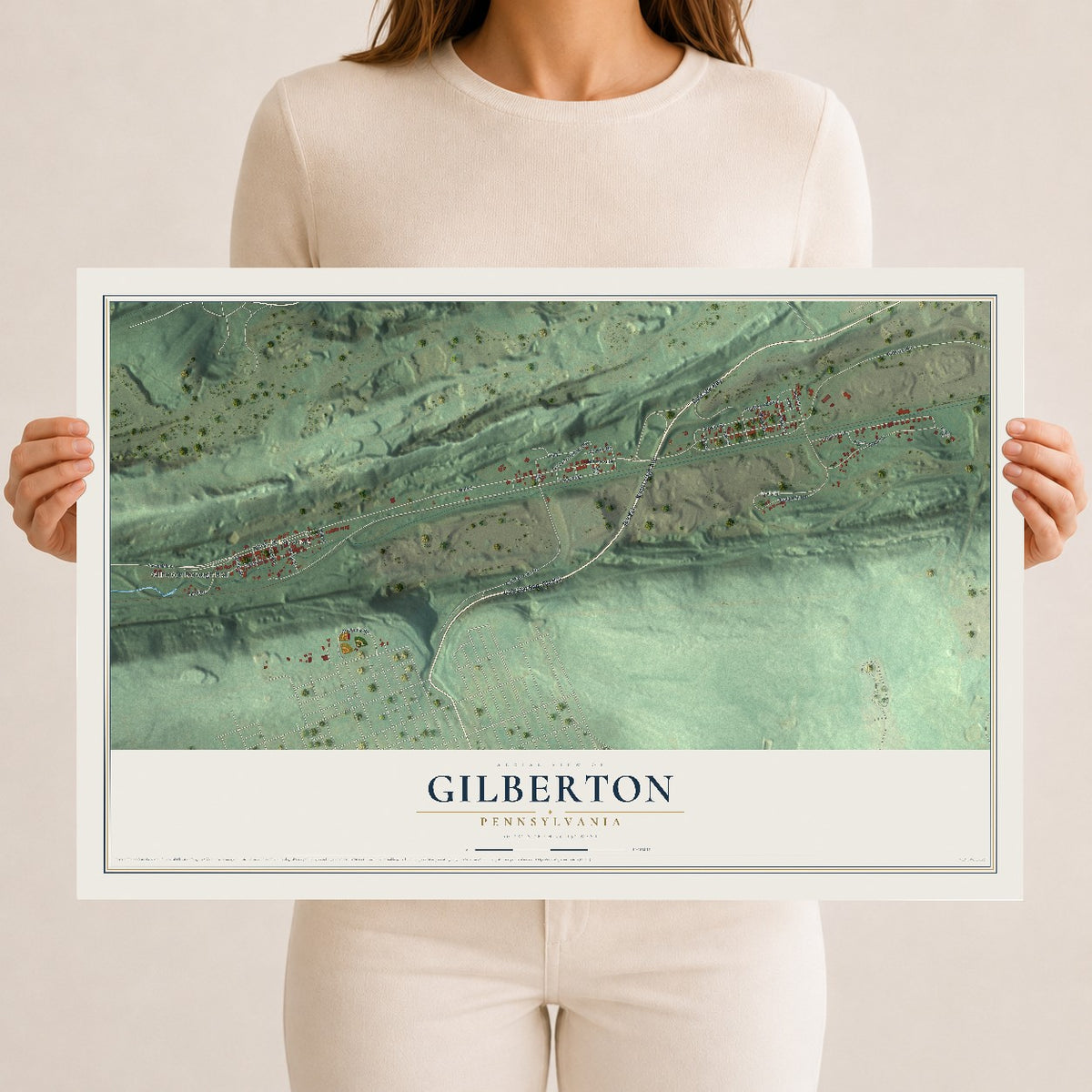 Map of Gilberton, Pennsylvania, 12 x 18 inch unframed archival matte print