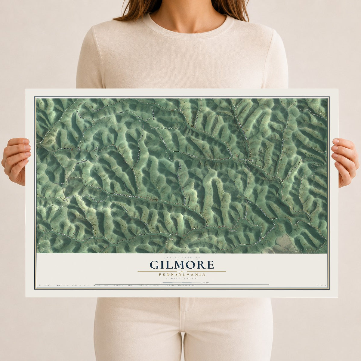 Map of Gilmore, Pennsylvania, 12 x 18 inch unframed archival matte print