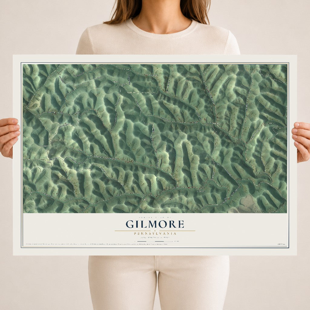 Map of Gilmore, Pennsylvania, 18 x 24 inch unframed archival matte print