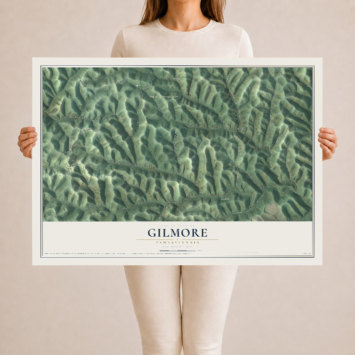 Map of Gilmore, Pennsylvania, 24 x 36 inch unframed archival matte print