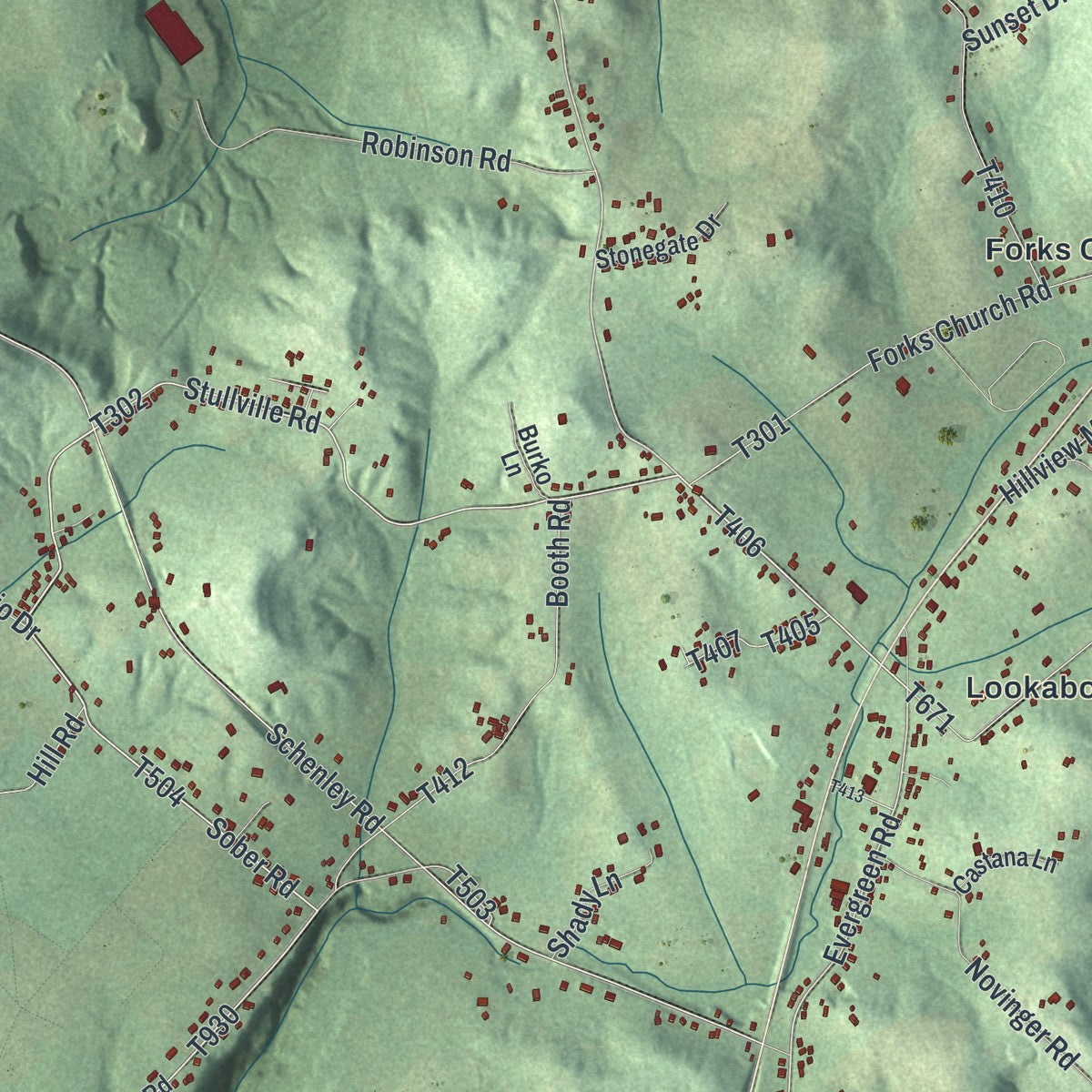 Close-up of the map of Gilpin, Pennsylvania print showing street and building detail