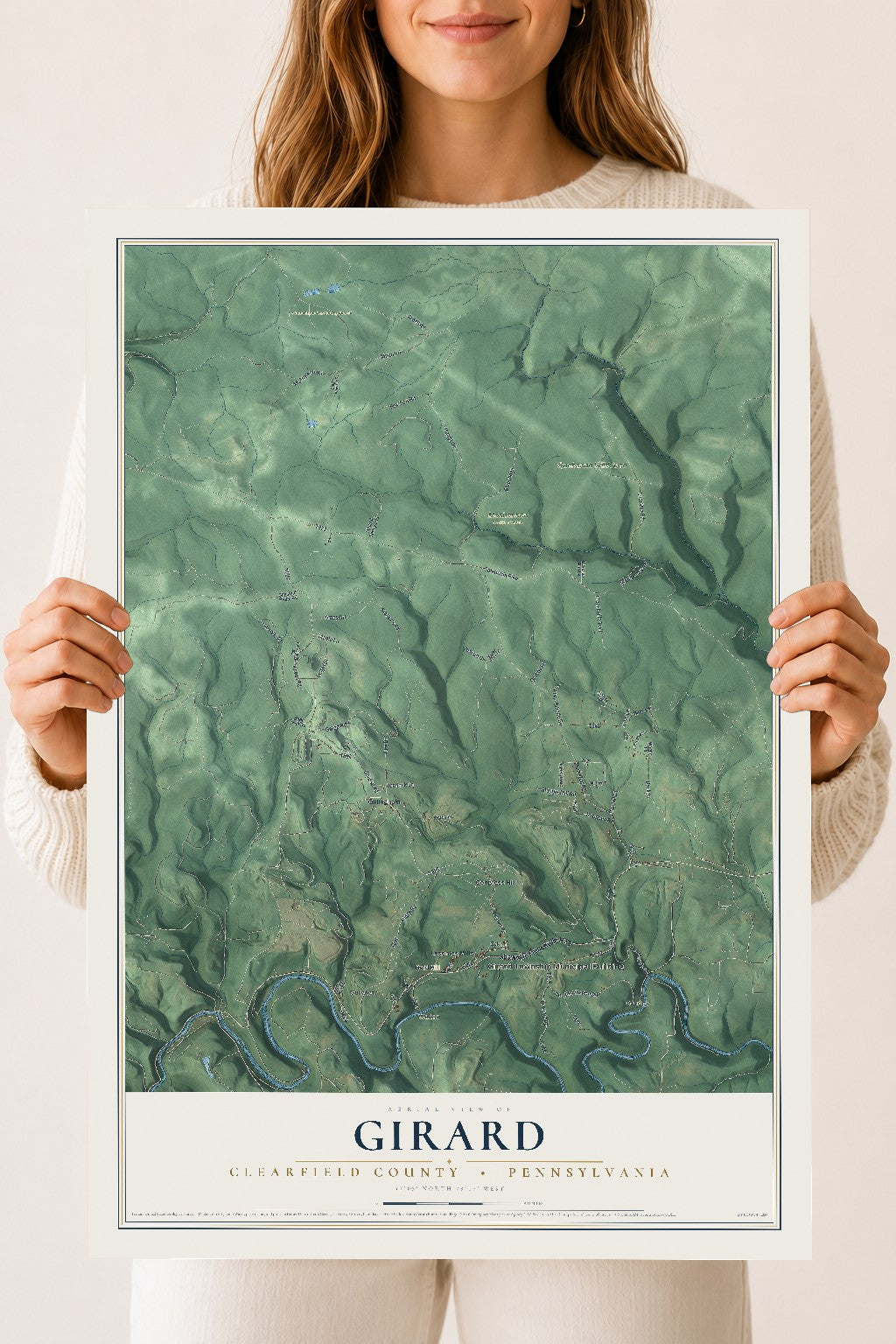 Map of Girard, Clearfield County, Pennsylvania, 18 x 24 inch unframed archival matte print