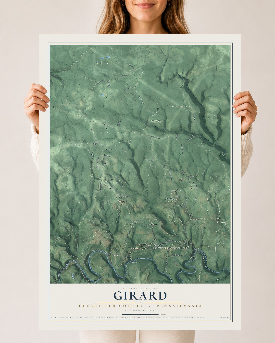 Map of Girard, Clearfield County, Pennsylvania, 24 x 36 inch unframed archival matte print