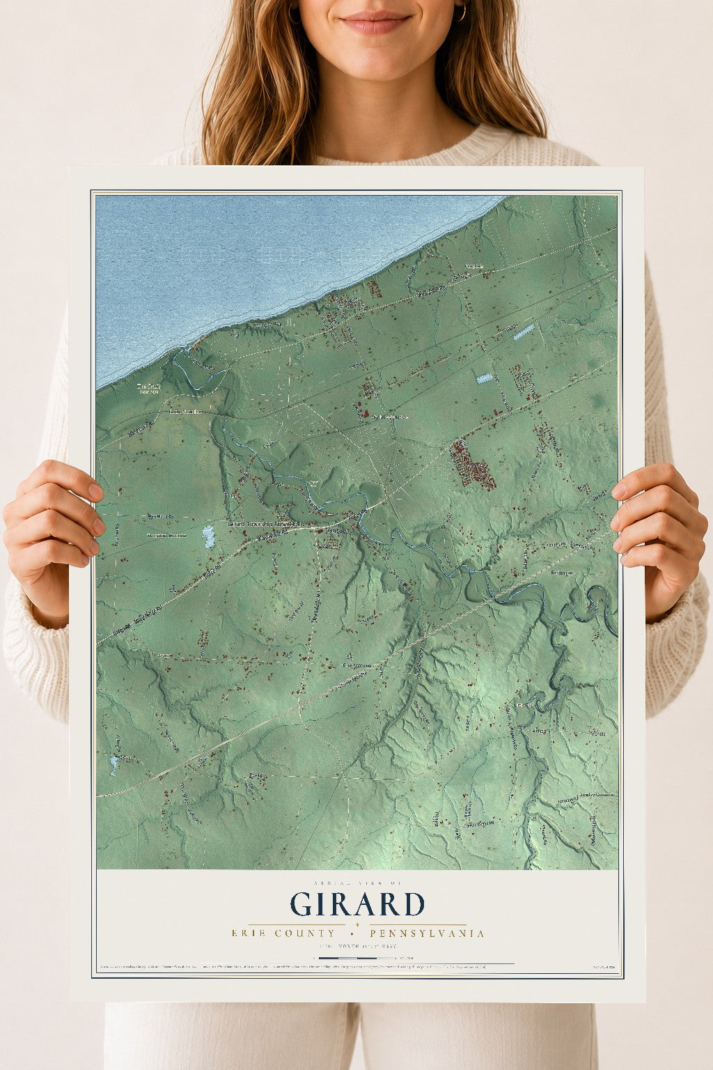 Map of Girard, Erie County, Pennsylvania, 18 x 24 inch unframed archival matte print