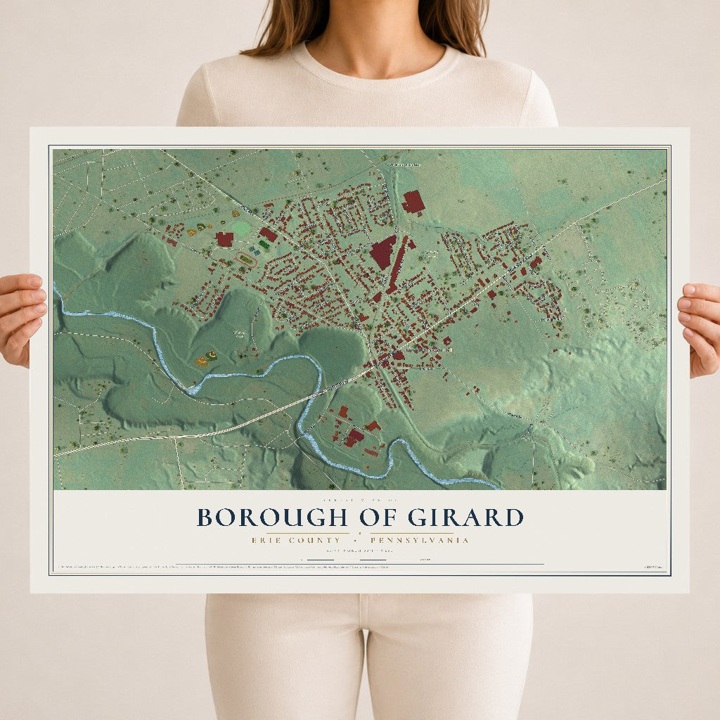 Map of the Borough of Girard, Erie County, Pennsylvania, 18 x 24 inch unframed archival matte print