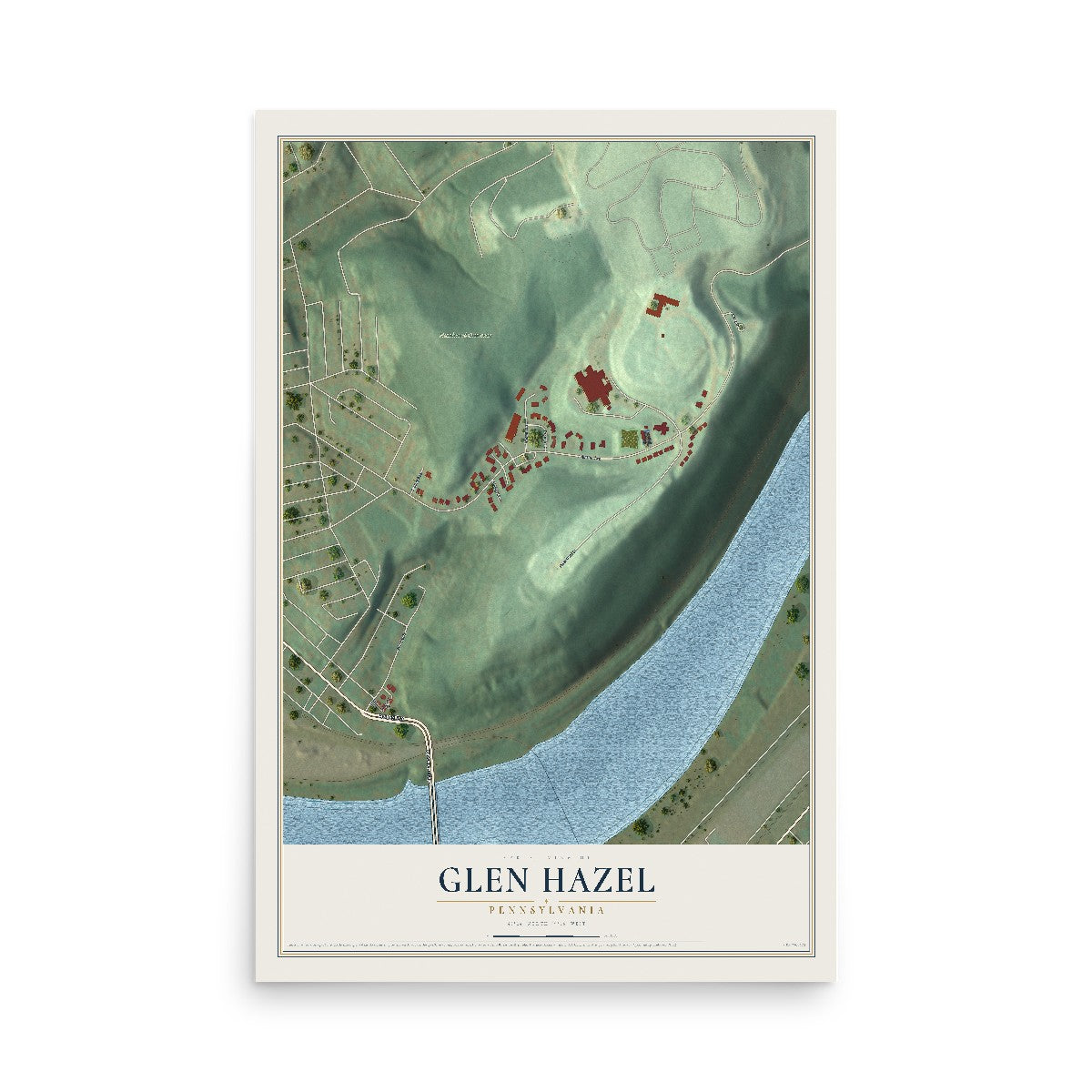 Map of Glen Hazel, Pennsylvania, 12 x 18 inch unframed archival matte print