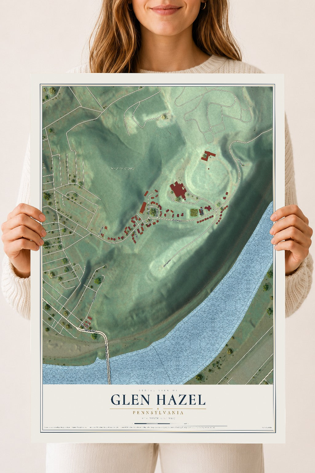 Map of Glen Hazel, Pennsylvania, 18 x 24 inch unframed archival matte print