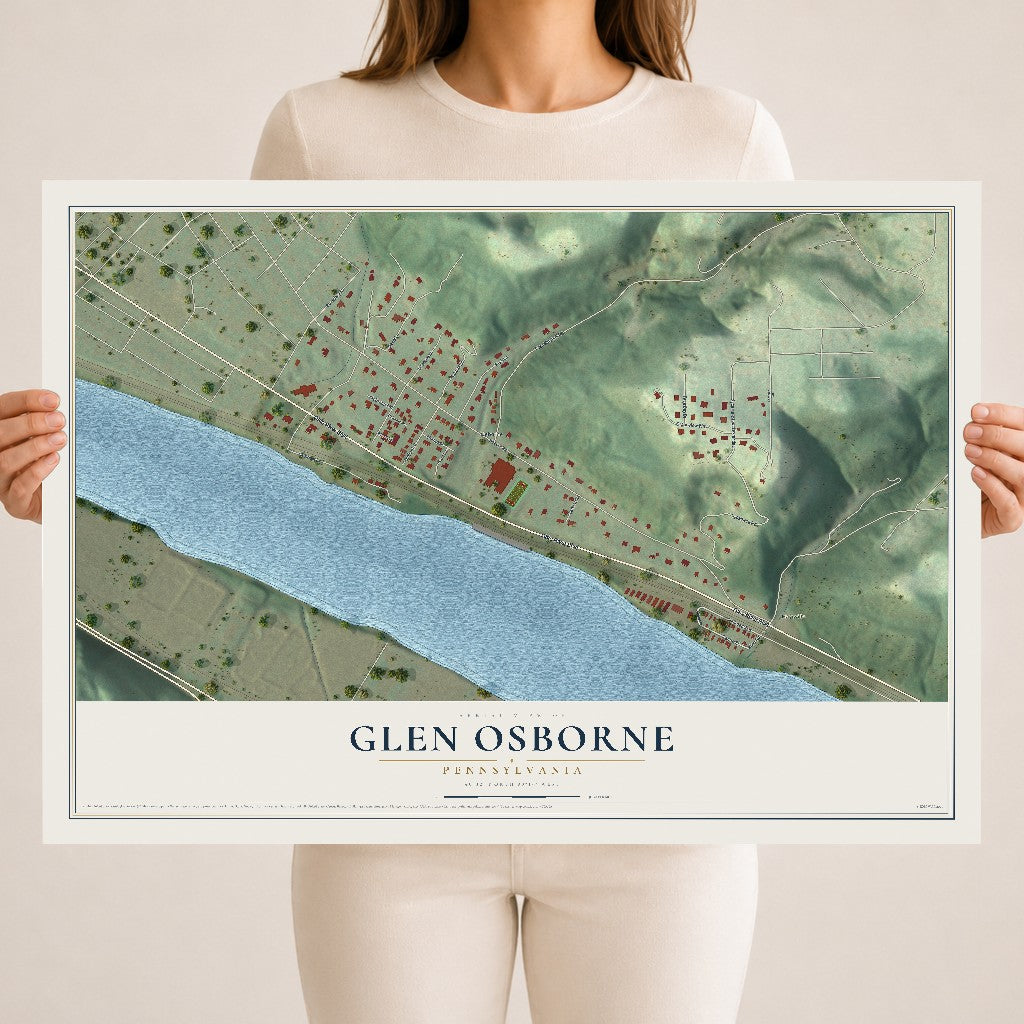 Map of Glen Osborne, Pennsylvania, 18 x 24 inch unframed archival matte print