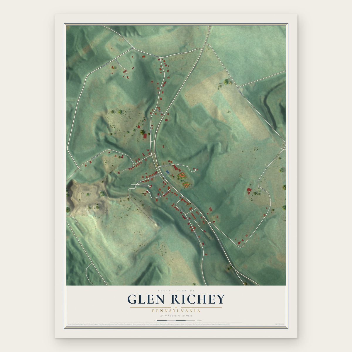Glen Richey, Pennsylvania map print, the full design