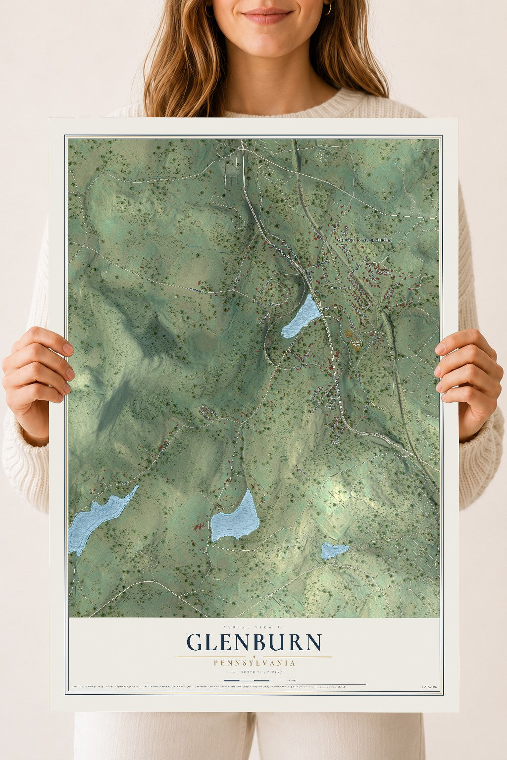 Map of Glenburn, Pennsylvania, 18 x 24 inch unframed archival matte print