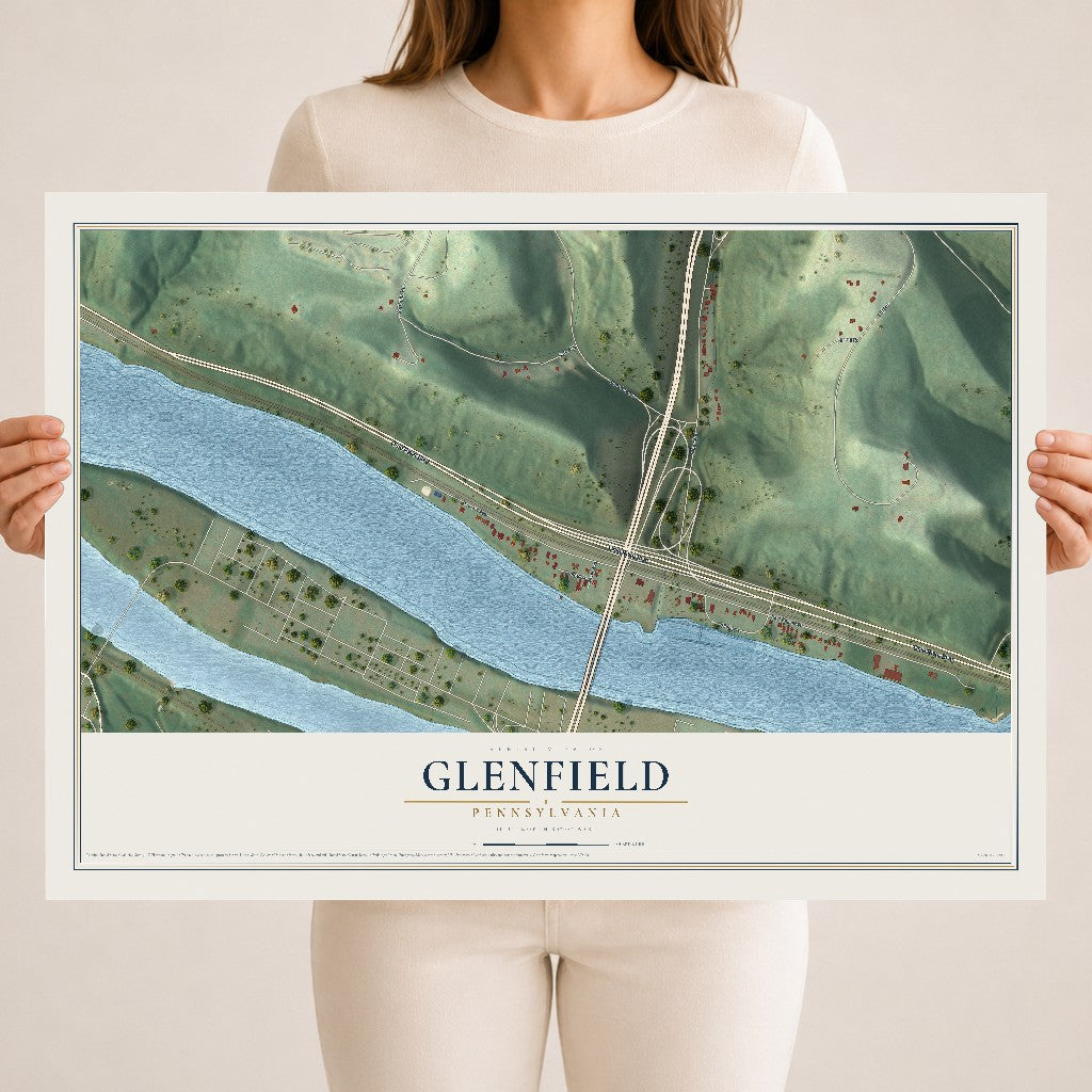Map of Glenfield, Pennsylvania, 18 x 24 inch unframed archival matte print