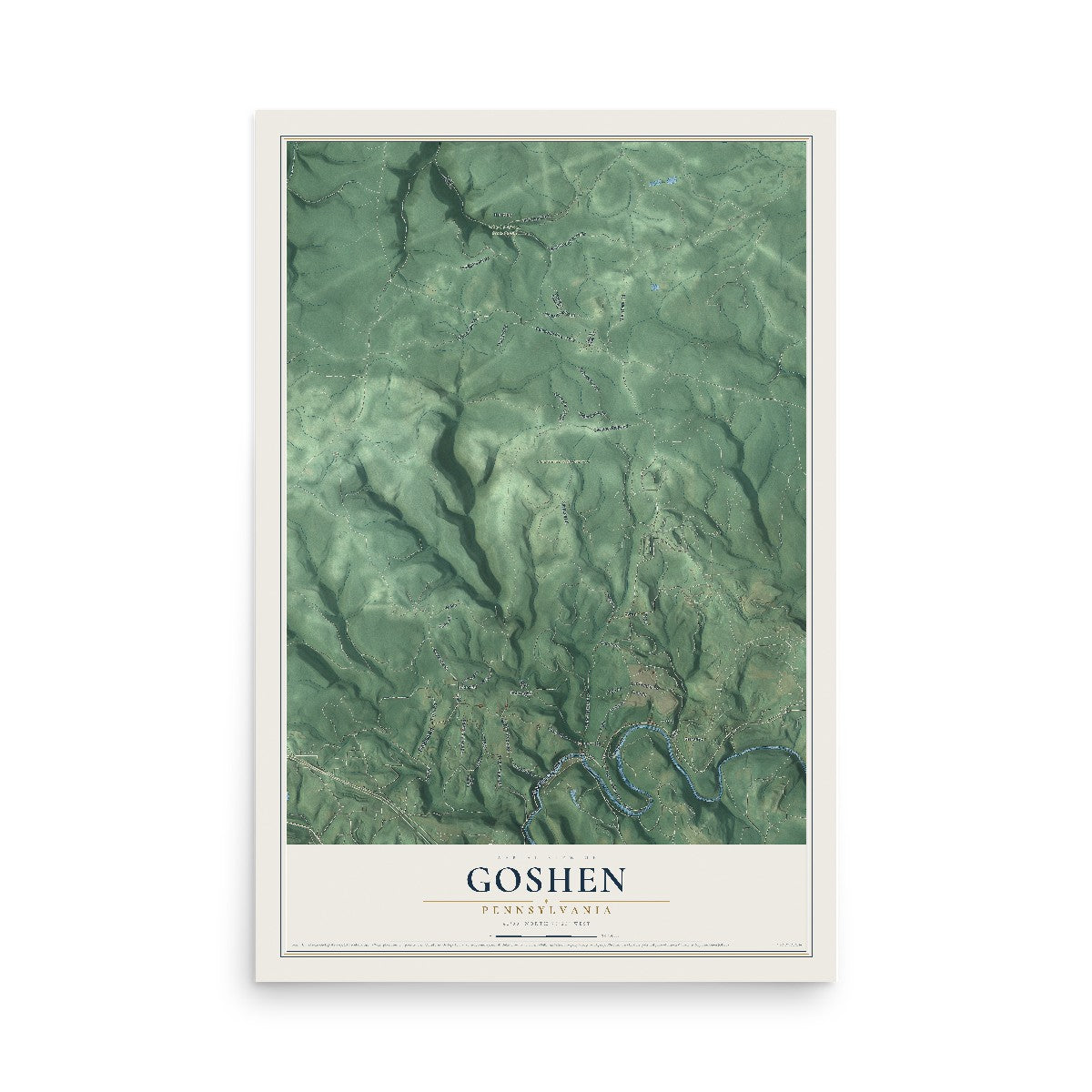 Map of Goshen, Pennsylvania, 12 x 18 inch unframed archival matte print