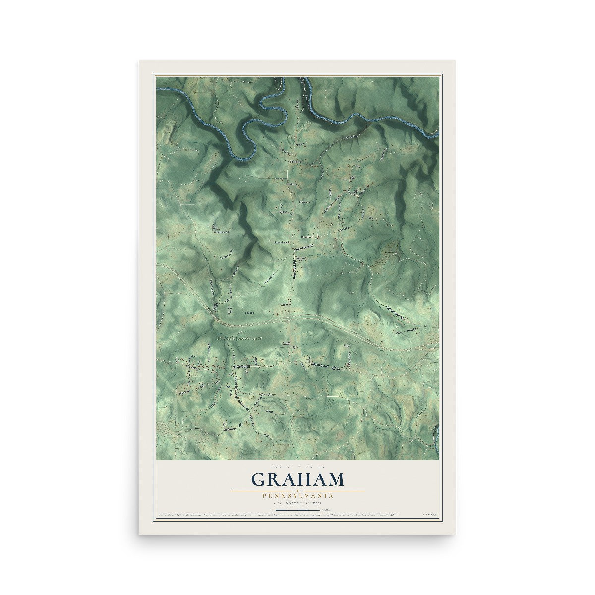 Map of Graham, Pennsylvania, 12 x 18 inch unframed archival matte print