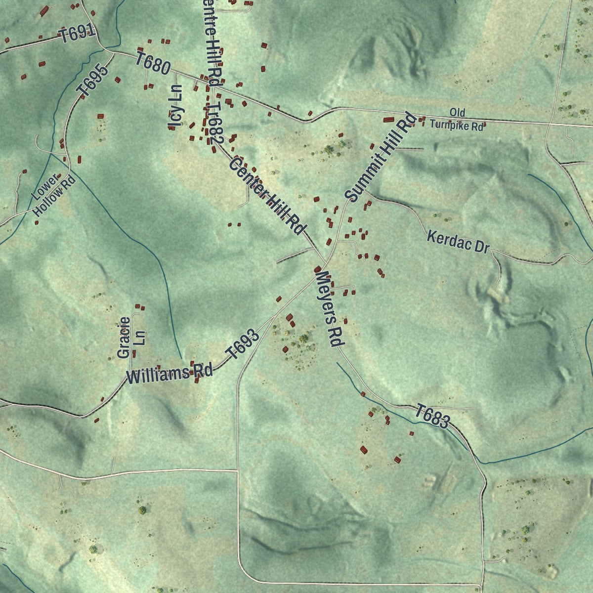 Close-up of the map of Graham, Pennsylvania print showing street and building detail