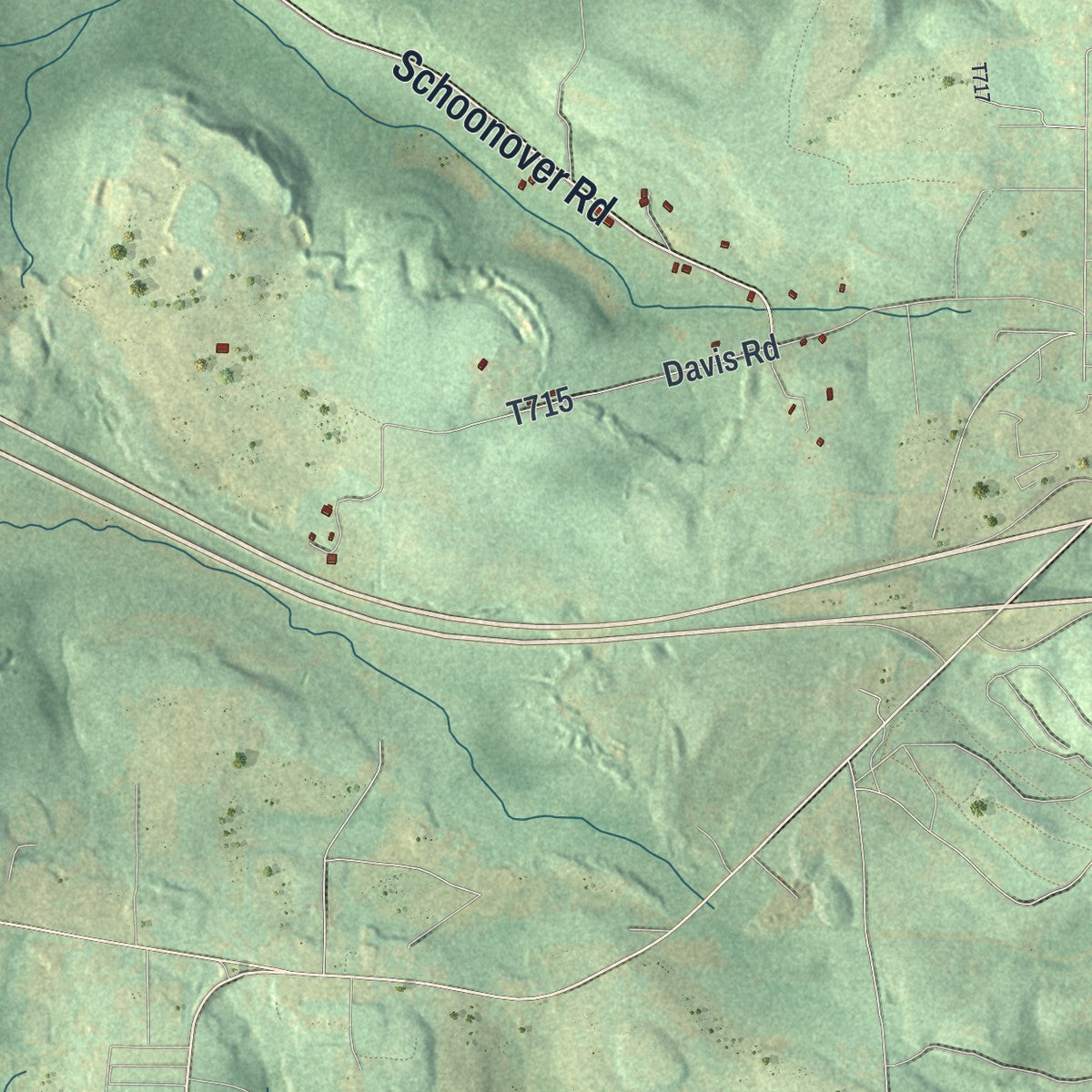 Second close-up of the map of Graham, Pennsylvania print showing more streets and buildings