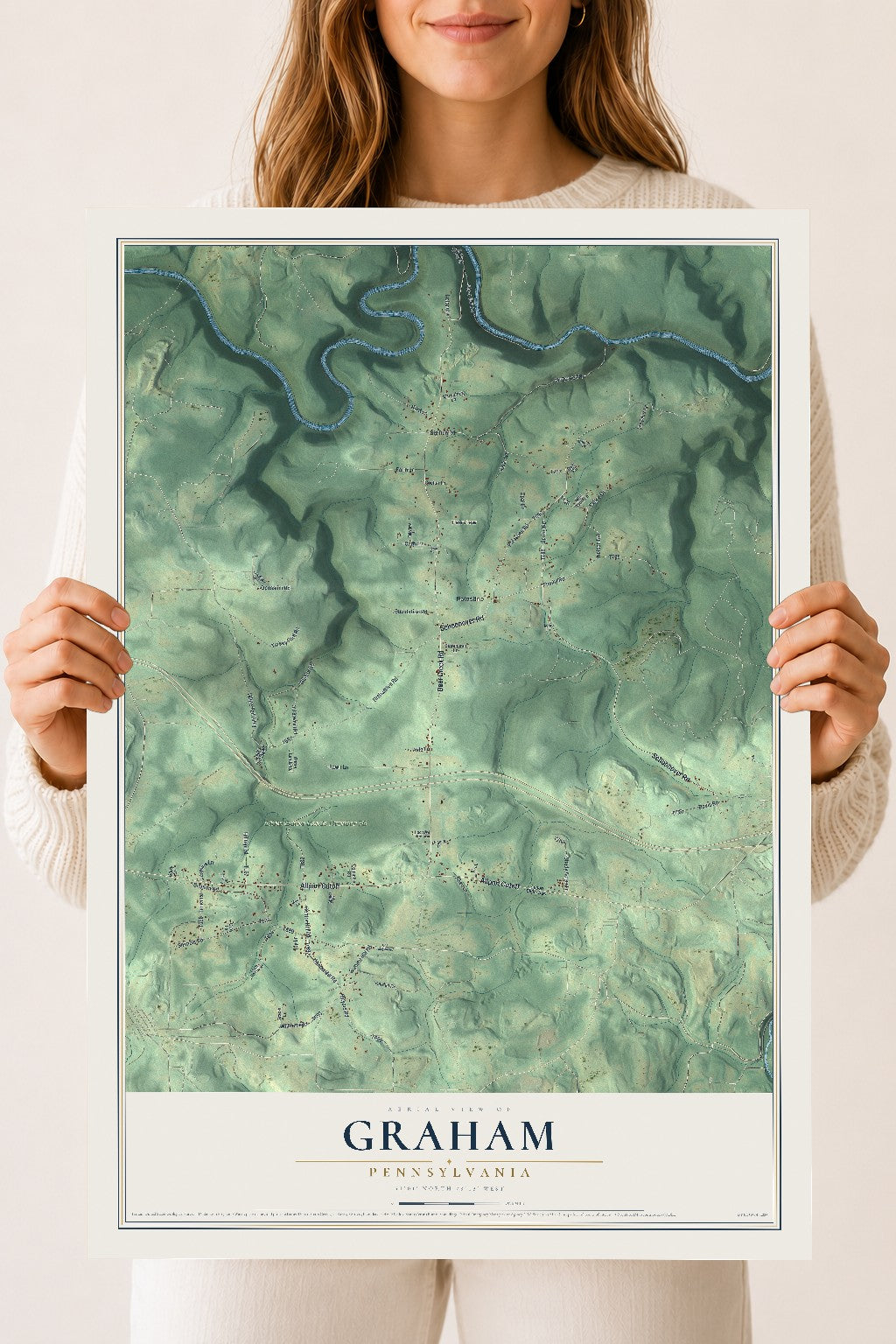 Map of Graham, Pennsylvania, 18 x 24 inch unframed archival matte print
