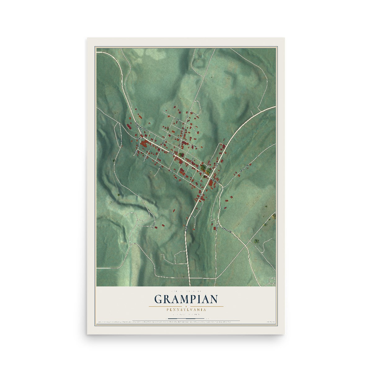 Map of Grampian, Pennsylvania, 12 x 18 inch unframed archival matte print